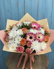 Букет цветов из:  Розы, Герберы и Хризантемы в Панино