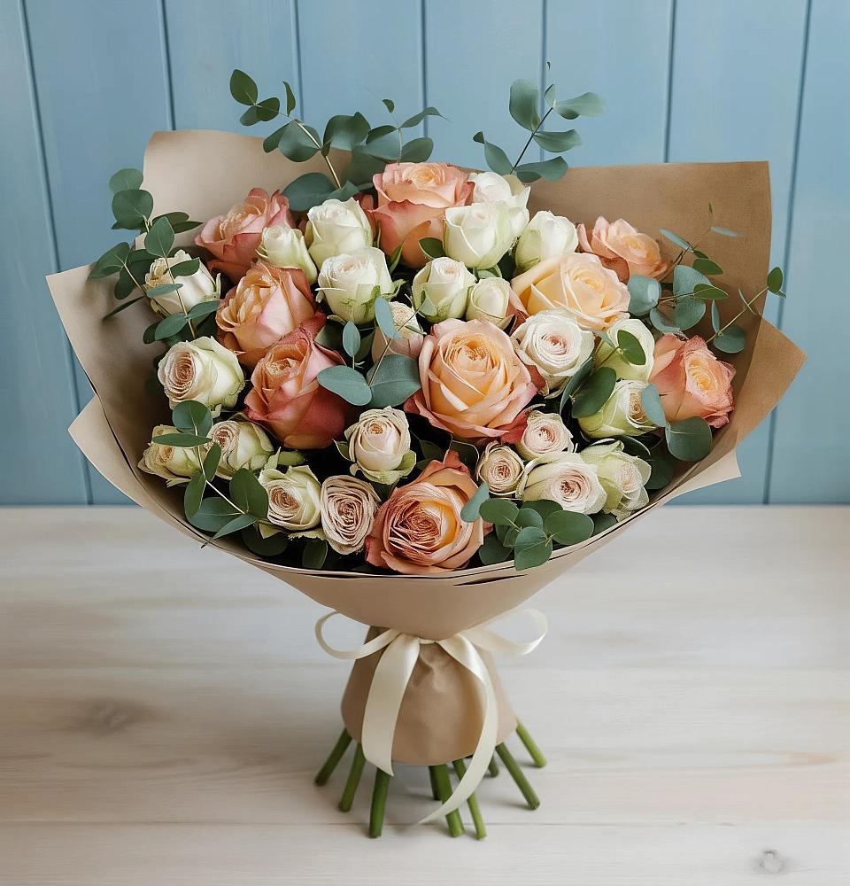 Букет цветов из: Альстромерии и Розы в Панино