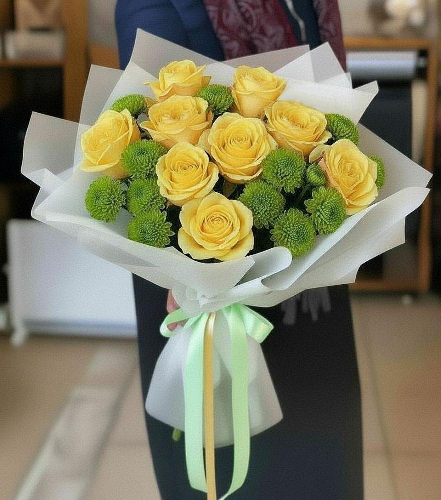 Букет цветов из: Хризантемы и Розы в Панино