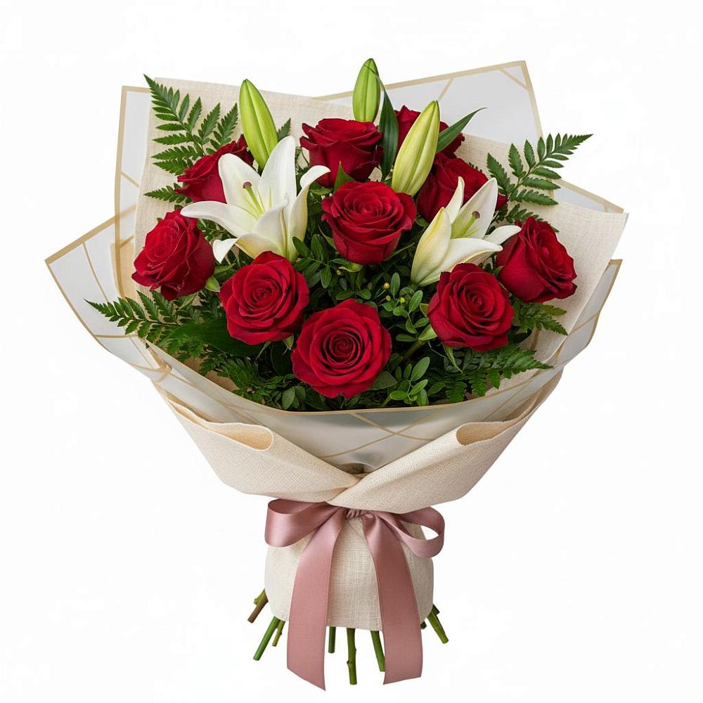 Букет цветов из: Лилии и Розы в Панино