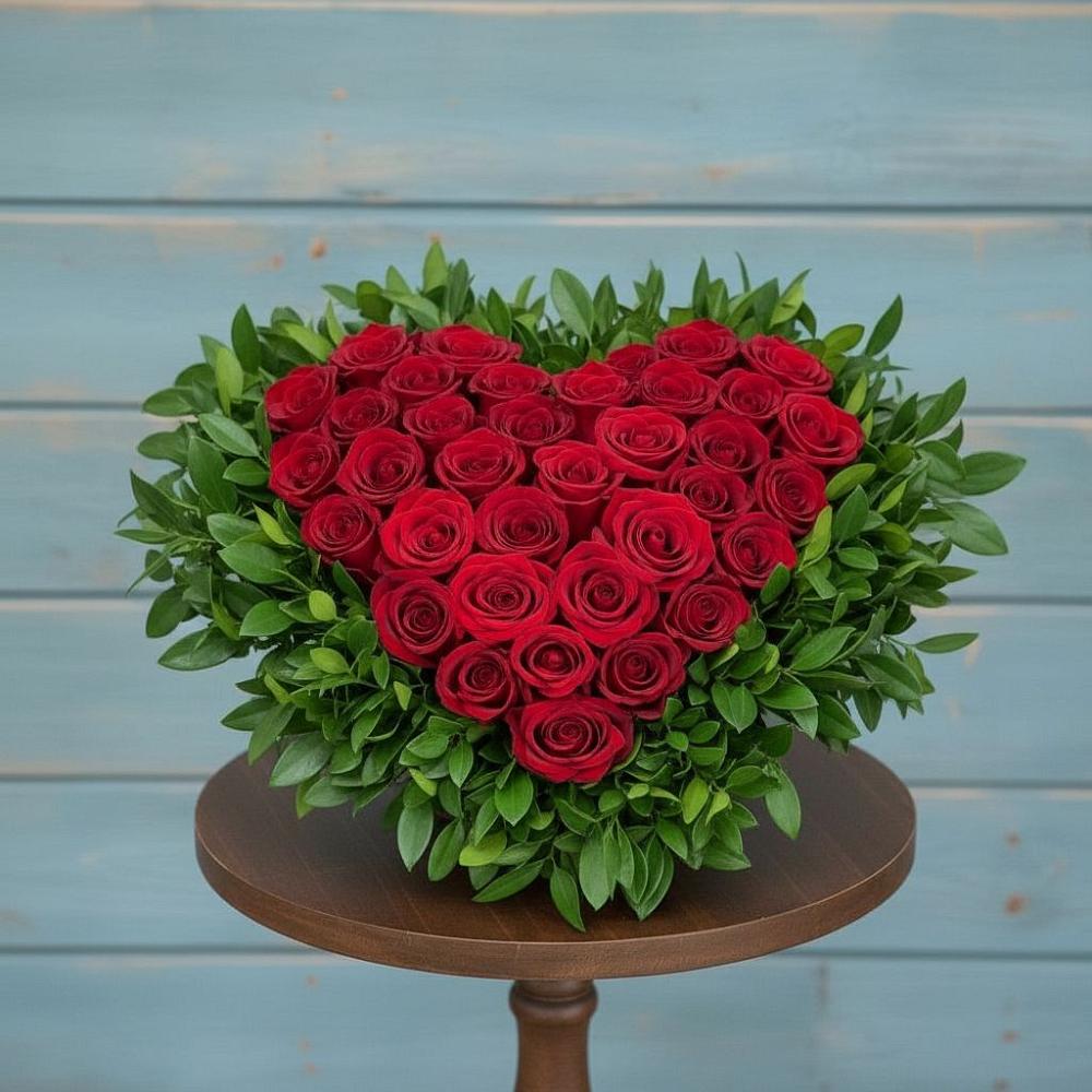 Цветочная композиция из Розы в виде сердца в Панино