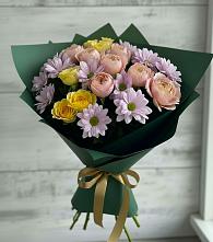 Букет цветов из:  Хризантемы и Розы #REPLACE_PRED# Панино