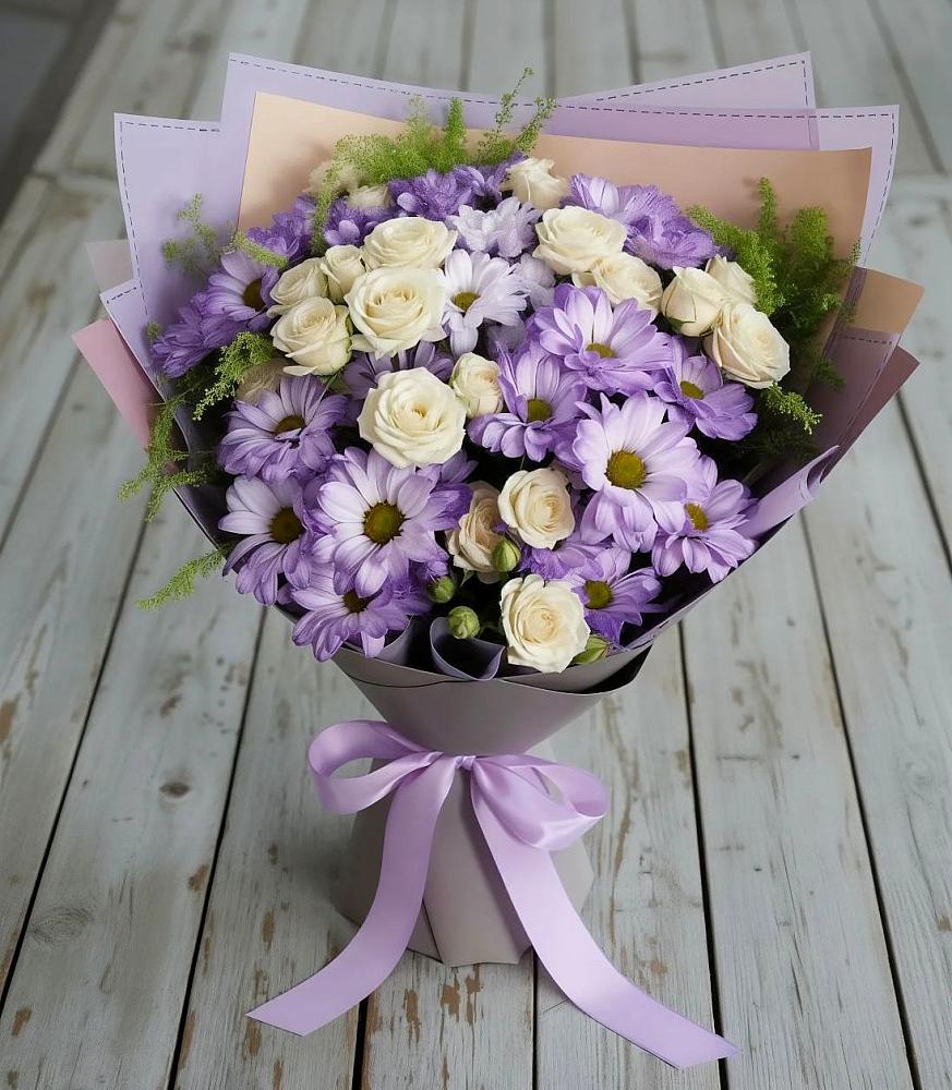 Букет цветов из: Хризантемы и Розы в Панино
